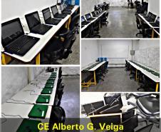 Laboratórios prontos para utilização dos alunos e professores.