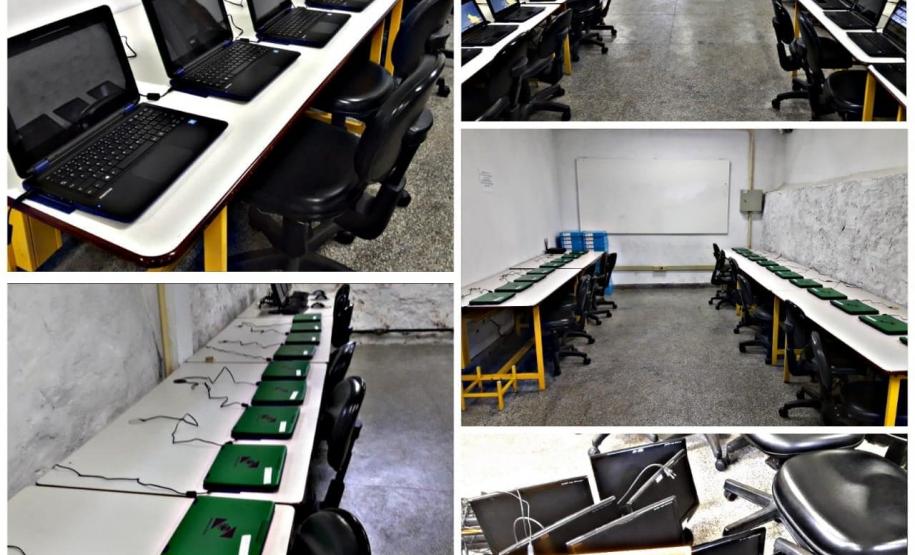 Laboratórios prontos para utilização dos alunos e professores.